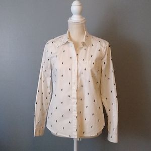 Banana Republic long sleeve cat print blouse